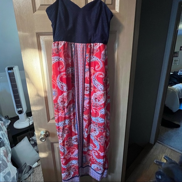 Strapless navy and red maxi dress - Picture 7 of 14